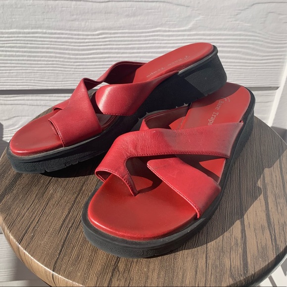Genuine Leather Red 90s Sandals - Picture 2 of 6